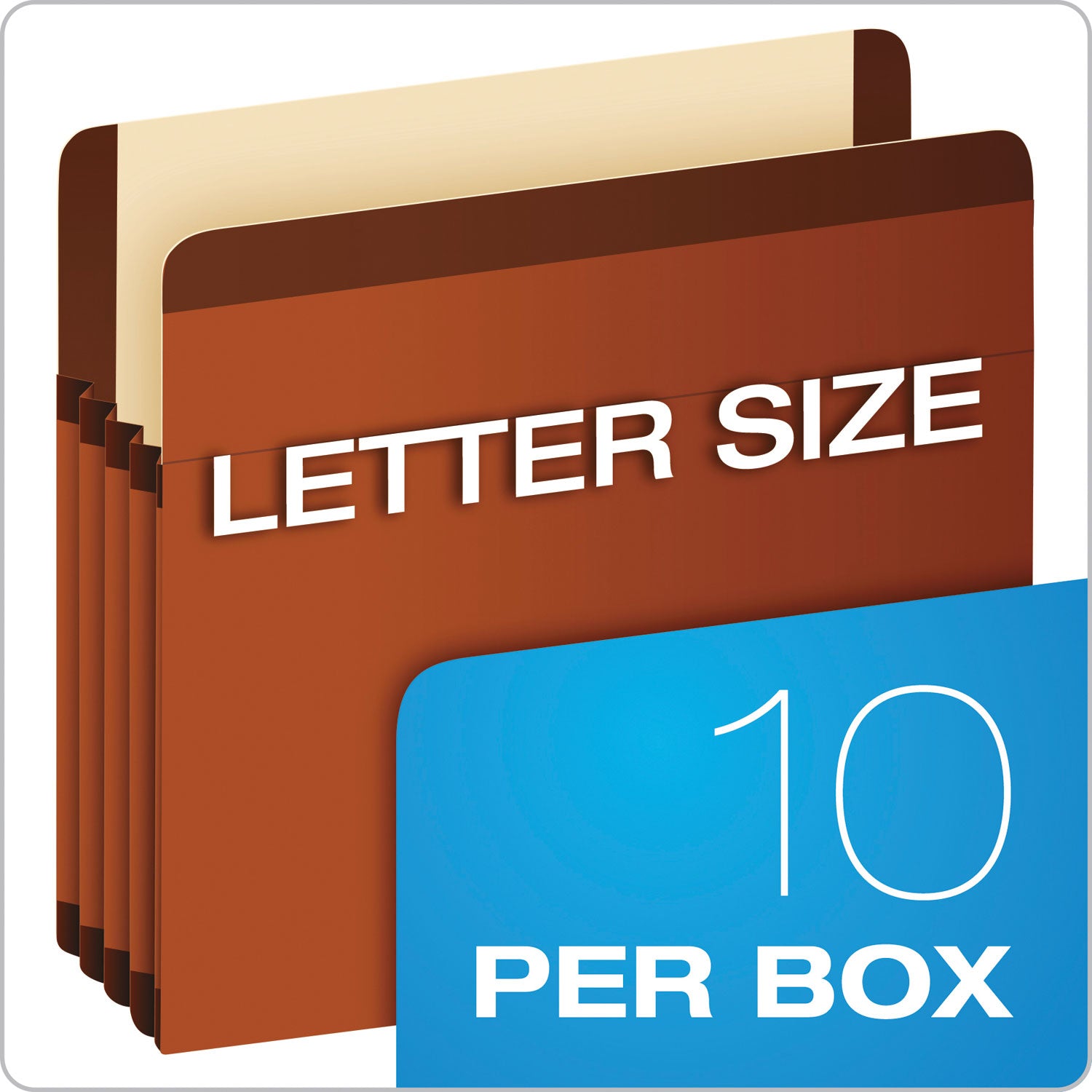 Pendaflex Letter Recycled Expanding File - 8 1/2" x 11" - 3 1/2" Expansion - Red Fiber - Red Fiber - Moisture Resistant, Rip Resistant, Laminated, Spill Proof, Reinforced Gusset, Durable, Acid-free - 10% Recycled - 10 / Box