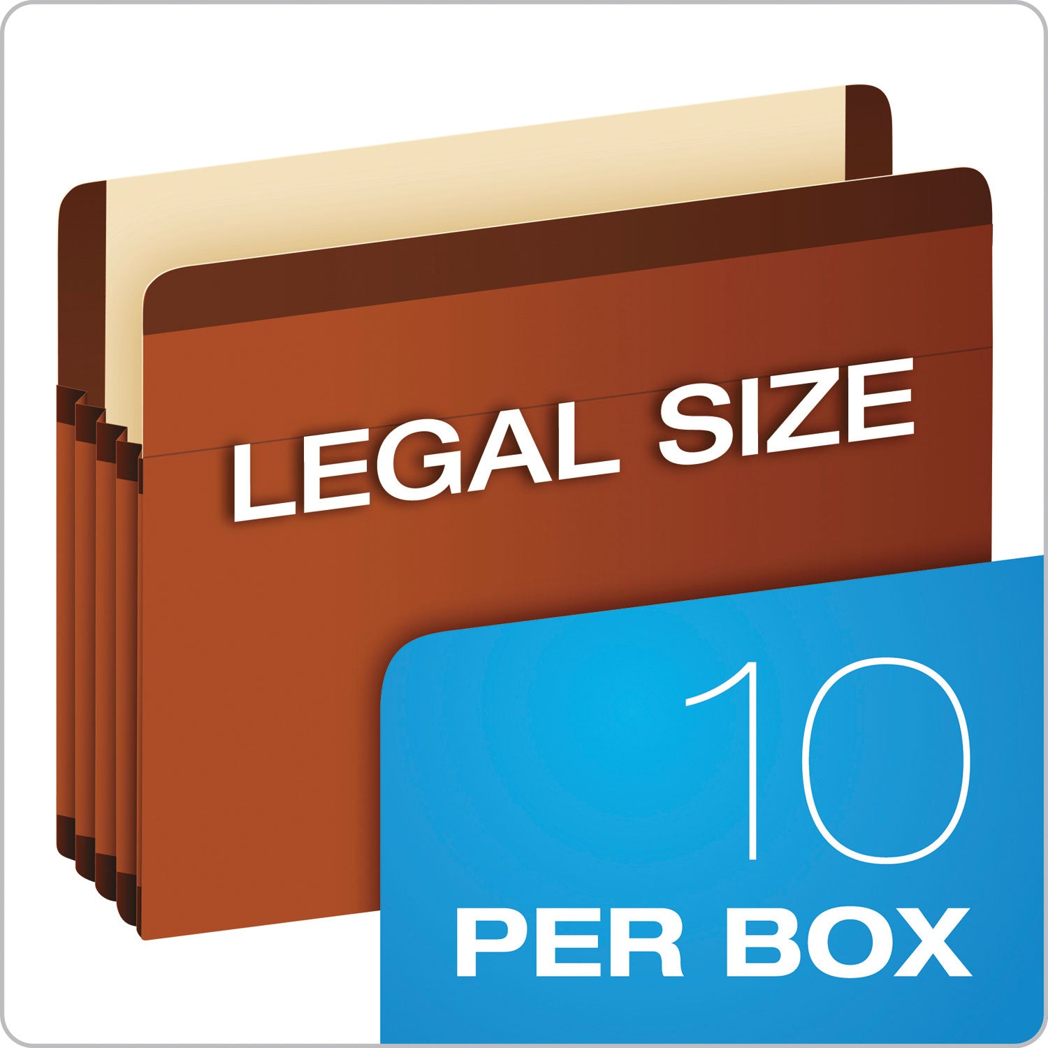 Pendaflex Legal Recycled Expanding File - 8 1/2" x 14" - 3 1/2" Expansion - Red Fiber - Red Fiber - Moisture Resistant, Laminated, Reinforced Gusset, Rip Resistant, Durable, Acid-free - 10% Recycled - 10 / Box