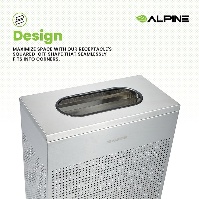 13 Gallon Stainless Steel Square Perforated Decorative Waste Receptacle