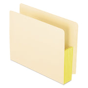 Manila Drop Front Shelf File Pockets with Rip-Proof-Tape Gusset Top, 5.25" Expansion, Letter Size, Manila, 10/Box