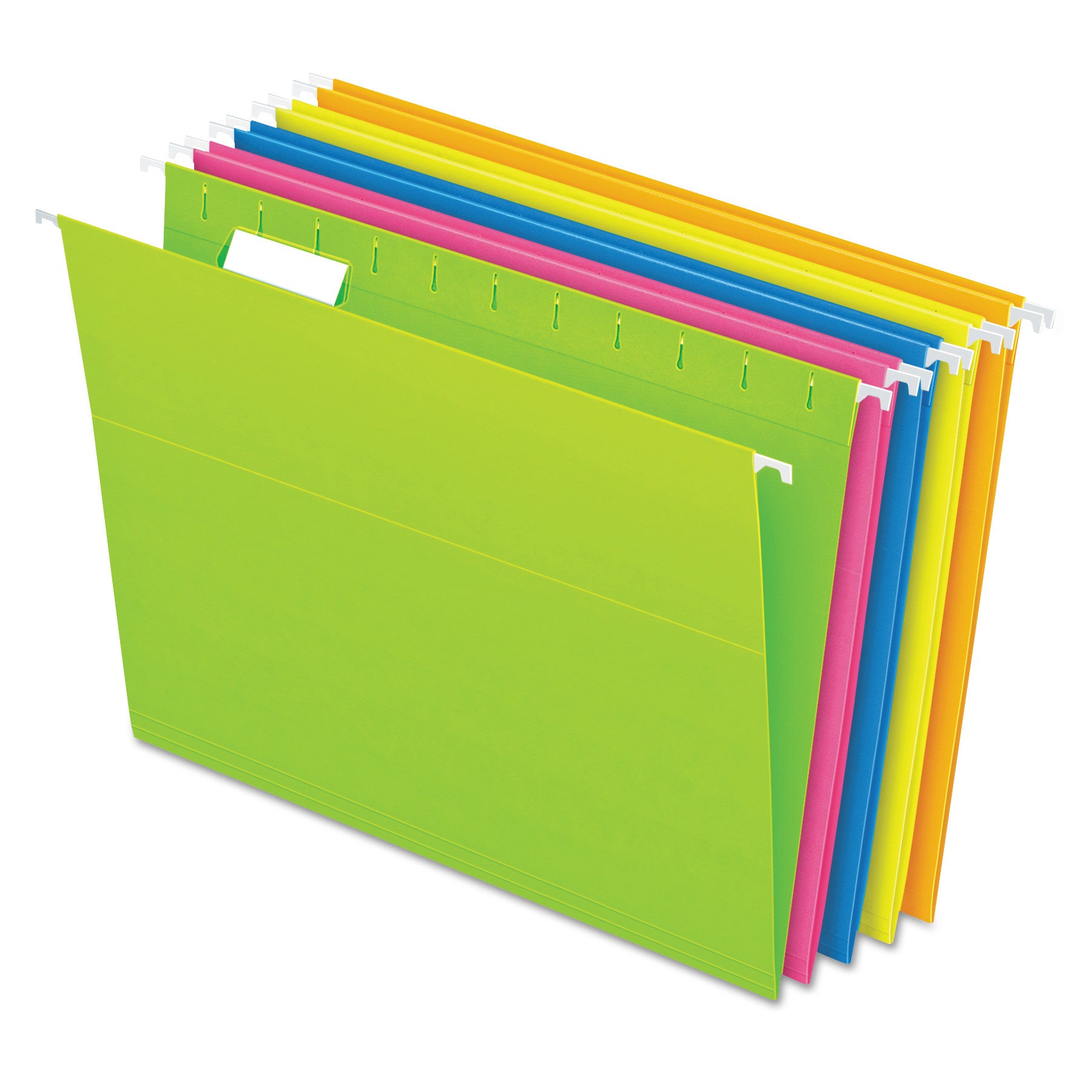 Pendaflex 1/5 Tab Cut Letter Hanging Folder - 8 1/2" x 11" - Assorted Tab Position - Fluorescent Assorted - Labeling Area - 25 / Box