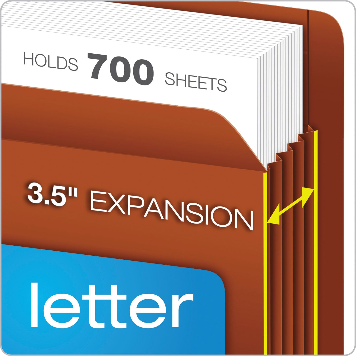 Pendaflex Straight Tab Legal File Pocket, 8.5" x 14", 700 Sheet Capacity, 3.5" Expansion, 17 pt. Red Fiber, Acid-Free, Heavy Duty, Reinforced Rip-Proof Gusset, 30% Recycled, 10/Box