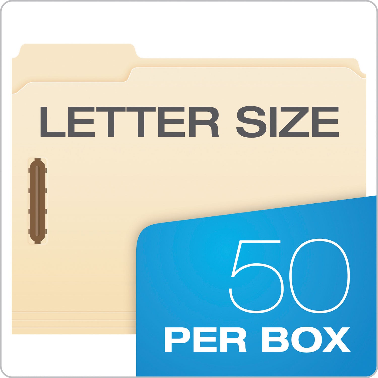 Pendaflex Manila 1/3-Cut Top Tab Letter File Folders, 2 Fasteners, Reinforced Tab, Heavyweight 11 pt., 10% Recycled, 8.5" x 11", 50/Box