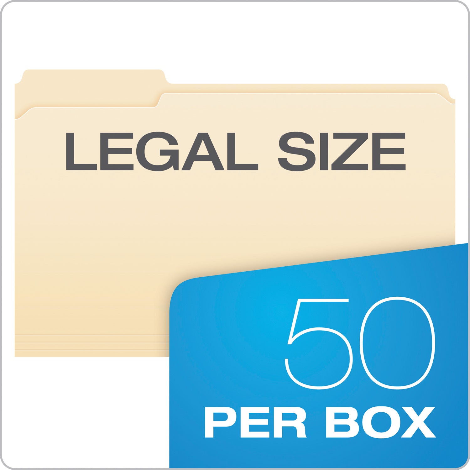 Pendaflex 1/3 Tab Cut Legal Recycled Top Tab File Folders, 8.5" x 14", 1 Fastener, 2" Capacity, Reinforced Tab, Heavyweight Manila, 10% Recycled, 50/Box