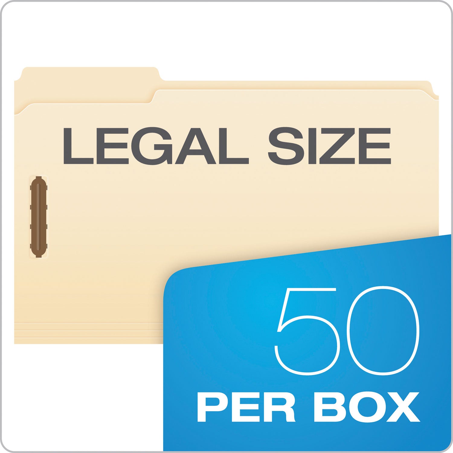Pendaflex 1/3 Tab Cut Legal Recycled Top Tab File Folders, 8.5" x 14", 2 Fasteners, 2" Capacity, Reinforced Tab, Heavyweight Manila, 10% Recycled, 50/Box