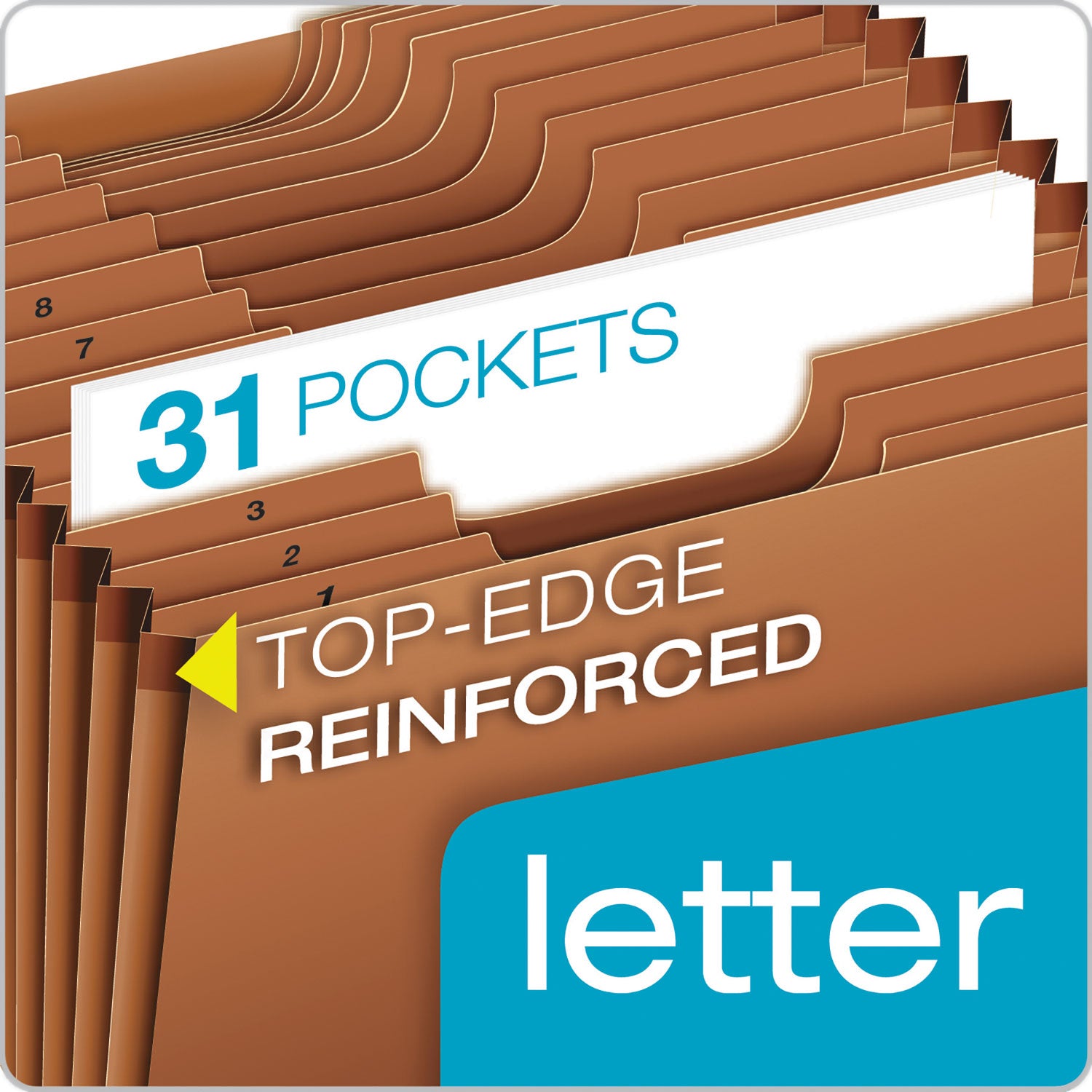 Pendaflex 1/3 Tab Cut Letter Recycled Expanding File - 8 1/2" x 11" - 31 Pocket(s) - Top Tab Location - 80 pt. - Tyvek - Brown - Reinforced, Heavy Duty, Rip Resistant - 10% Recycled - 1 Each