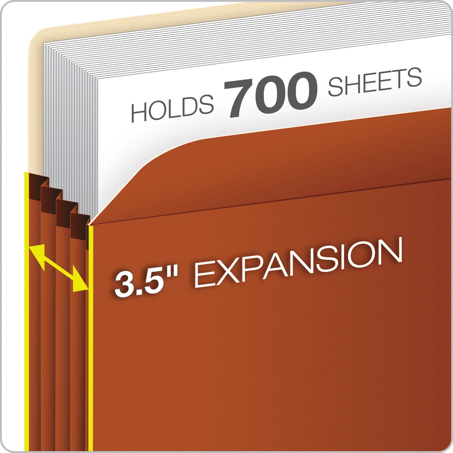 Pendaflex Letter Recycled File Pocket - 8 1/2" x 11" - 3 1/2" Expansion - Red Fiber - Red - Acid-free, Reinforced Gusset, Rip Resistant - 30% Recycled - 50 / Carton
