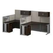 Bush Business Furniture Office in an Hour 2 Person L Shaped Cubicle Desks with Storage, Drawers, and Organizers in Mocha Cherry - 128.98" Width x 64.49" Depth x 62.87" Height