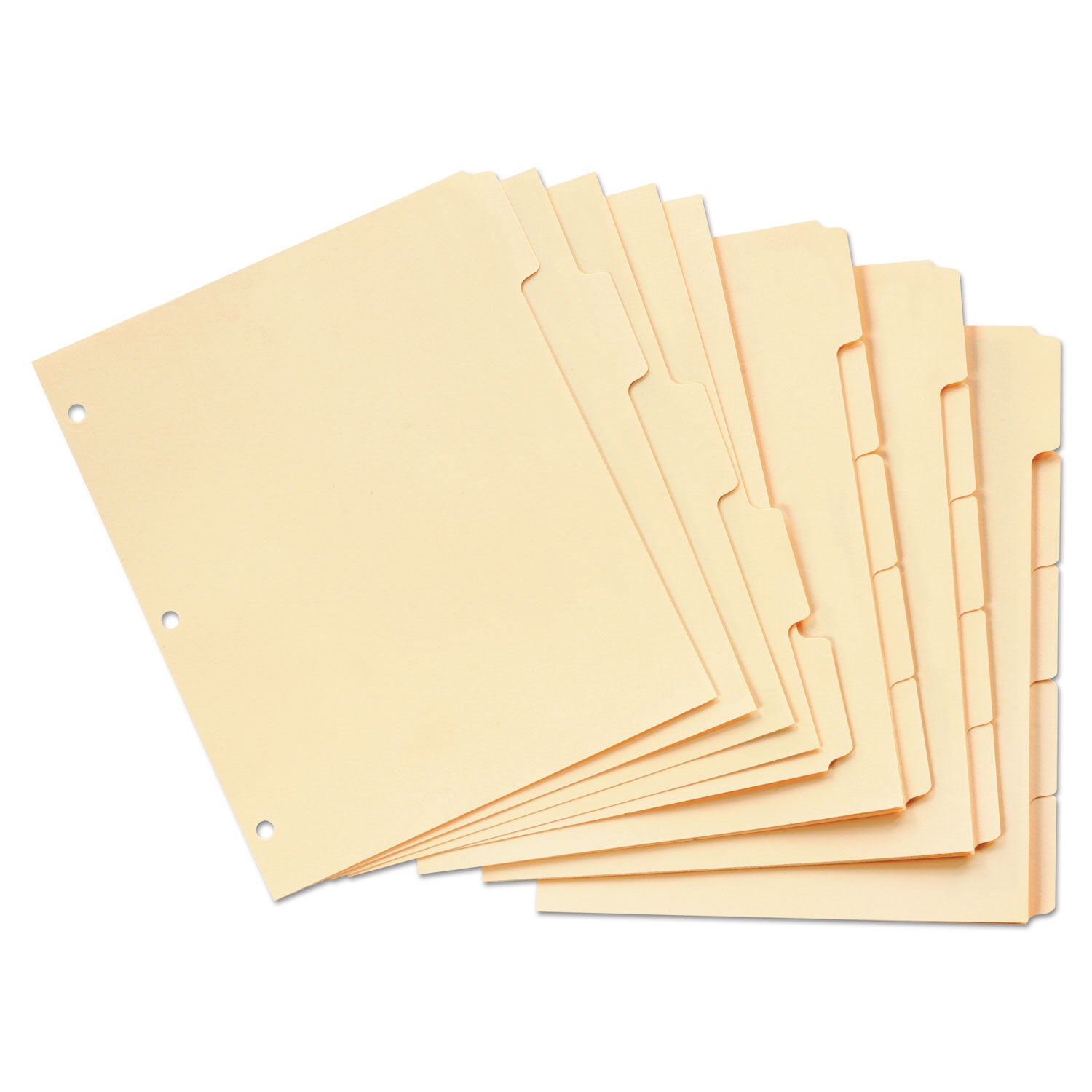 5 x Divider(s) - Blank Tab(s) - 5 Tab(s)/Set - 8.5" Divider Width x 11" Divider Length - 3 Hole Punched - Manila Tab(s) - 10% Recycled - Punched, Acid-free - 1 Box