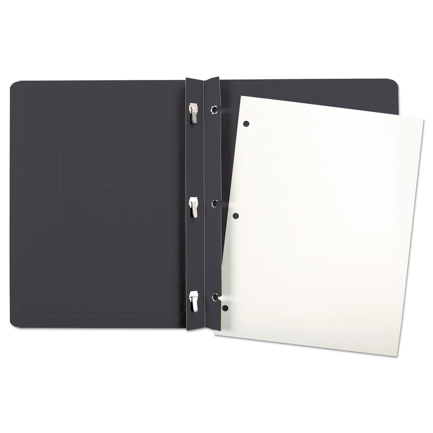 Title Panel And Border Front Report Cover, Three-Prong Fastener, 0.5" Capacity, 8.5 X 11, Black/black, 25/box