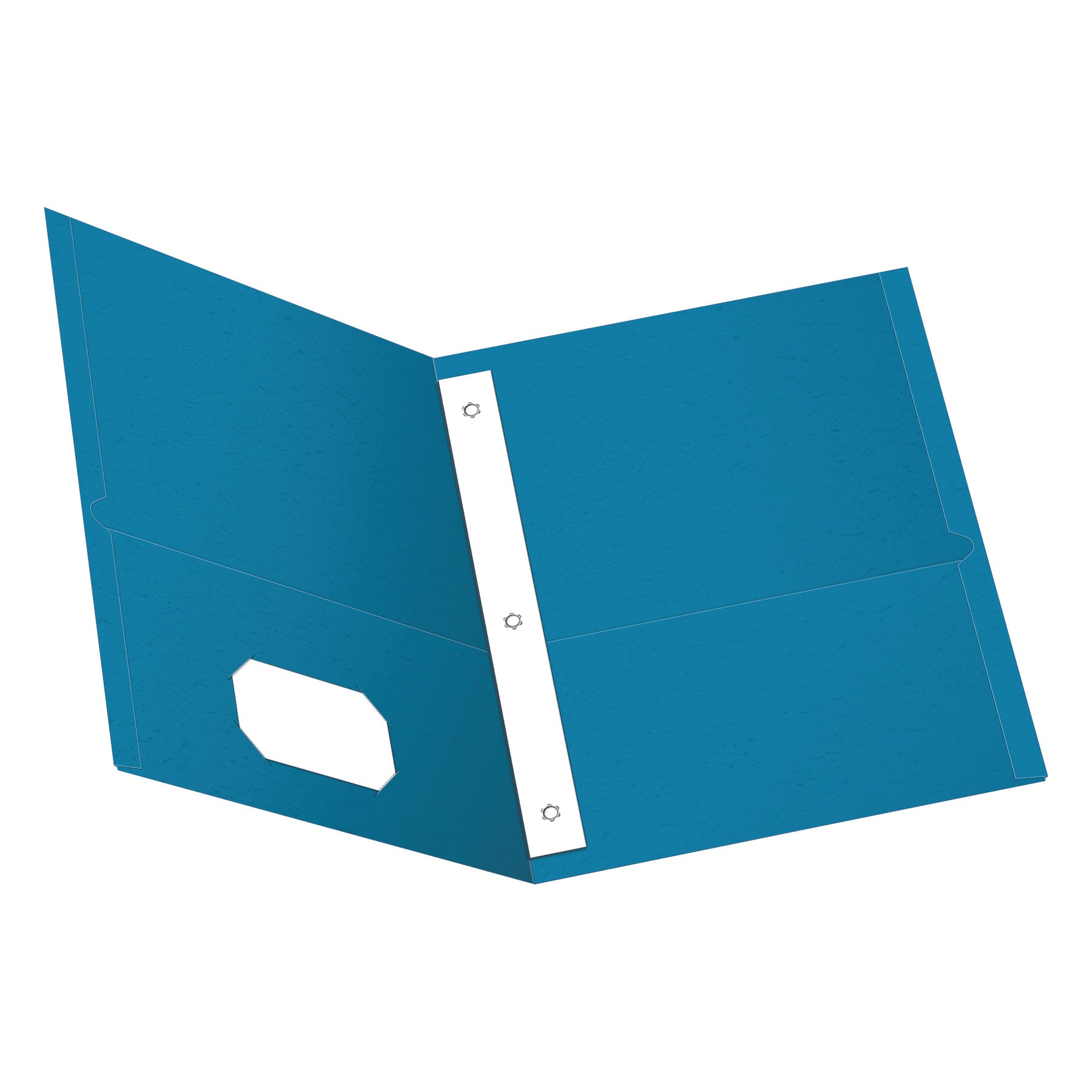 Oxford Letter Recycled Pocket Folder - 8 1/2" x 11" - 85 Sheets Capacity - 3 Fastener(s) - 1/2" for Folder - 2 Inside Front & Back Pocket(s) - Leatherette - Light Blue - Tear Resistant, Durable, Punched - 10% Recycled - 25 / Box