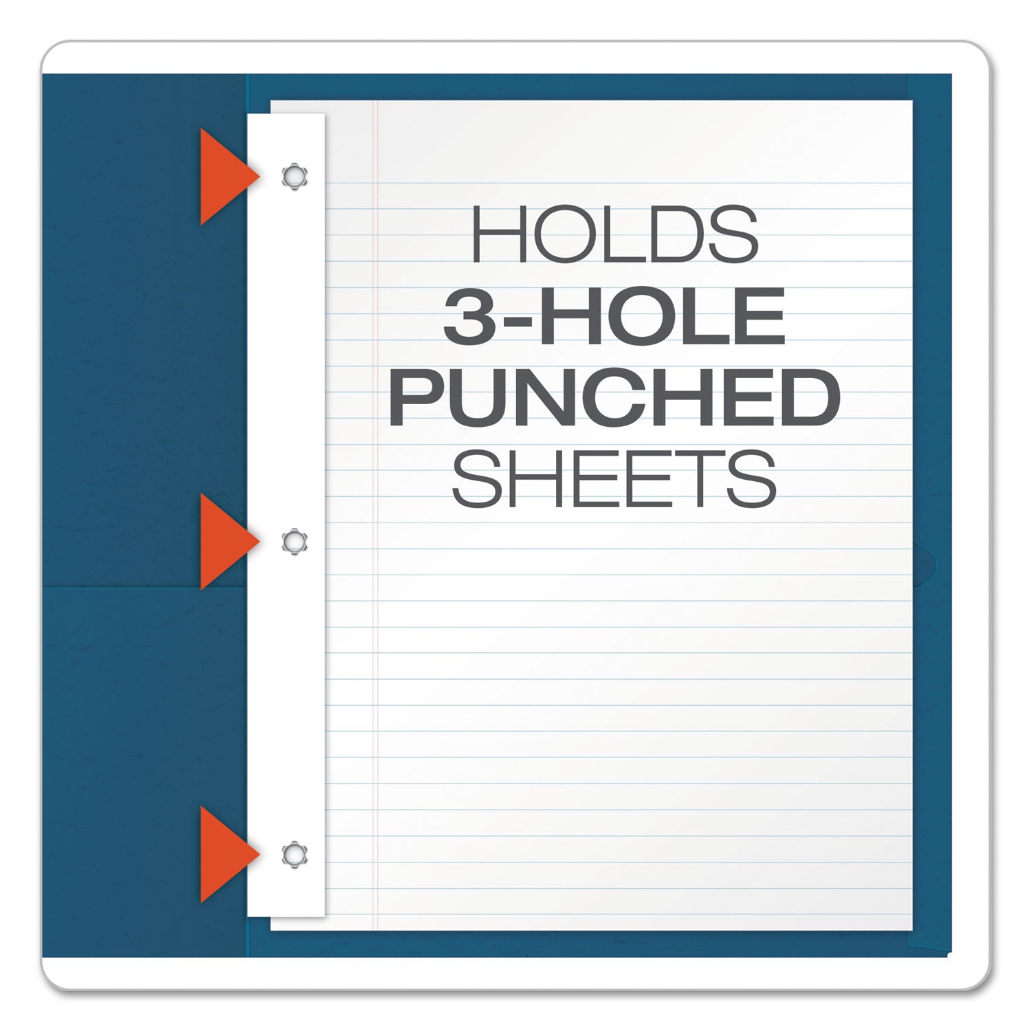 Oxford Letter Recycled Pocket Folder - 8 1/2" x 11" - 85 Sheets Capacity - 3 Fastener(s) - 1/2" for Folder - 2 Inside Front & Back Pocket(s) - Leatherette - Blue - Tear Resistant, Durable, Punched - 10% Recycled - 25 / Box