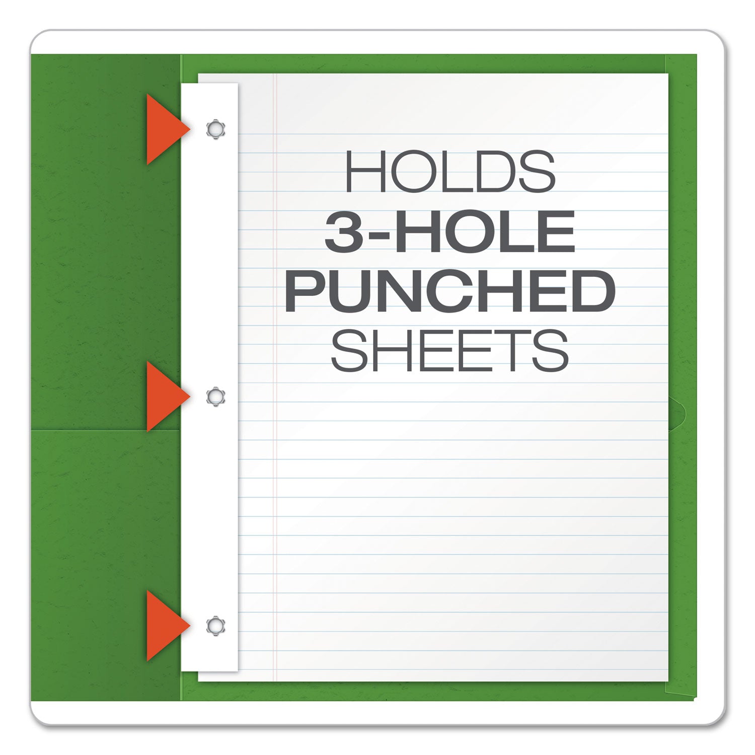 Oxford Letter Recycled Pocket Folder with Fastener, 8.5" x 11", 135 Sheet Capacity, 3 Prong Fasteners, 2 Pockets, Green, 10% Recycled, 25/Box