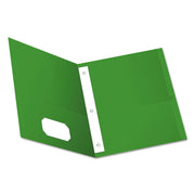 Oxford Letter Recycled Pocket Folder with Fastener, 8.5" x 11", 135 Sheet Capacity, 3 Prong Fasteners, 2 Pockets, Green, 10% Recycled, 25/Box