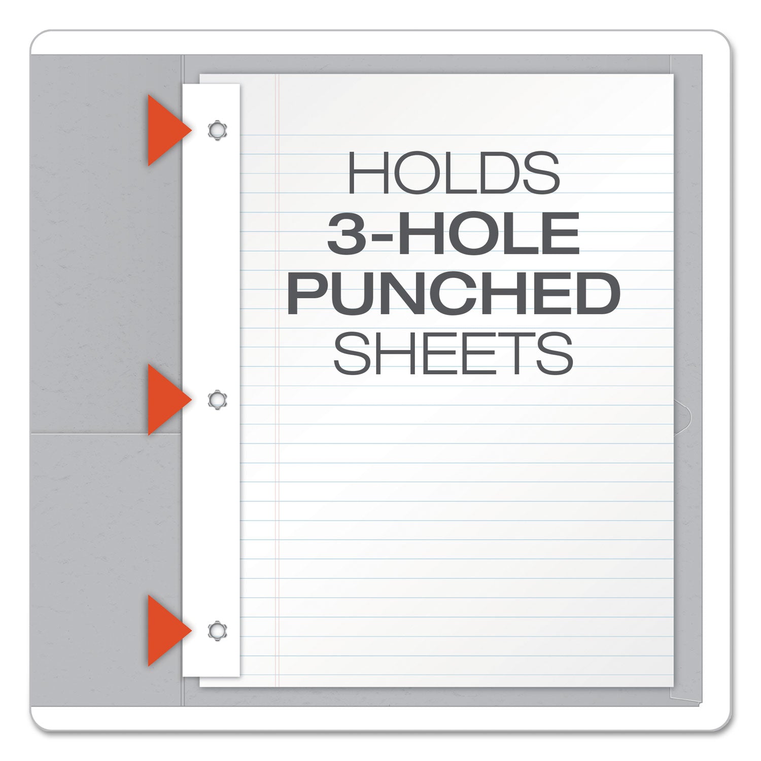 Oxford Letter Recycled Pocket Folder - 8 1/2" x 11" - 3 Fastener(s) - 1/2" for Folder - 2 Inside Front & Back Pocket(s) - Leatherette - Gray - Tear Resistant, Durable - 10% Recycled - 25 / Box