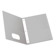 Oxford Letter Recycled Pocket Folder - 8 1/2" x 11" - 3 Fastener(s) - 1/2" for Folder - 2 Inside Front & Back Pocket(s) - Leatherette - Gray - Tear Resistant, Durable - 10% Recycled - 25 / Box