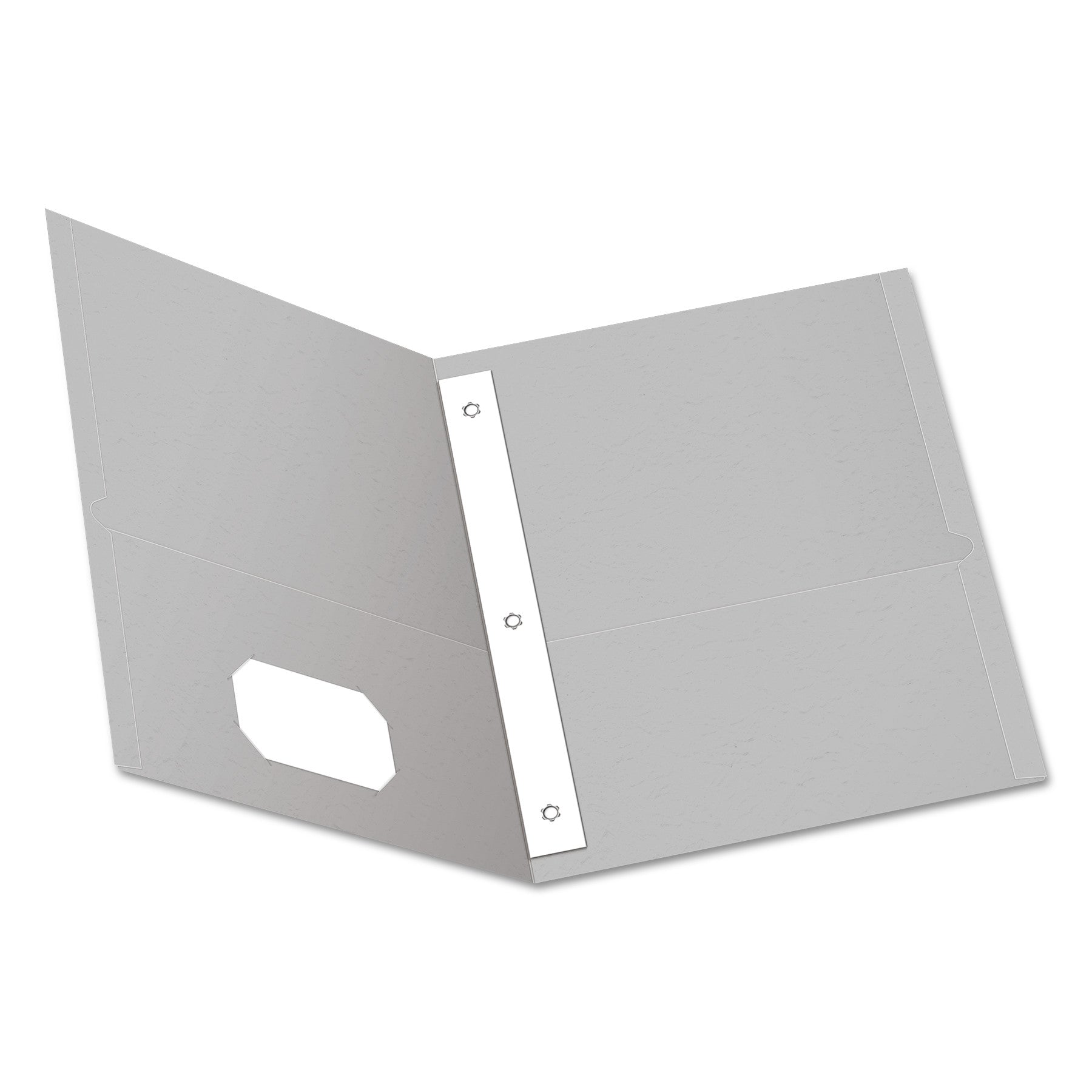 Oxford Letter Recycled Pocket Folder - 8 1/2" x 11" - 3 Fastener(s) - 1/2" for Folder - 2 Inside Front & Back Pocket(s) - Leatherette - Gray - Tear Resistant, Durable - 10% Recycled - 25 / Box