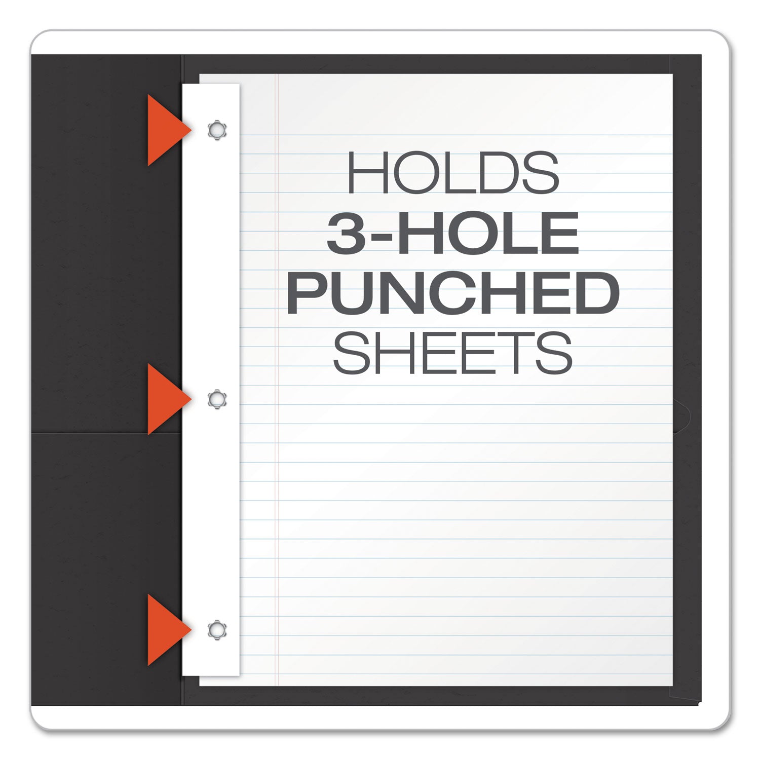 Twin-Pocket Folders With 3 Fasteners, 0.5" Capacity, 11 X 8.5, Black 25/box