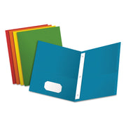 Oxford Letter Recycled Pocket Folder - 8 1/2" x 11" - 3 Fastener(s) - 1/2" for Folder - 2 Inside Front & Back Pocket(s) - Leatherette - Blue, Green, Yellow, Orange, Red - Tear Resistant - 10% Recycled - 25 / Box