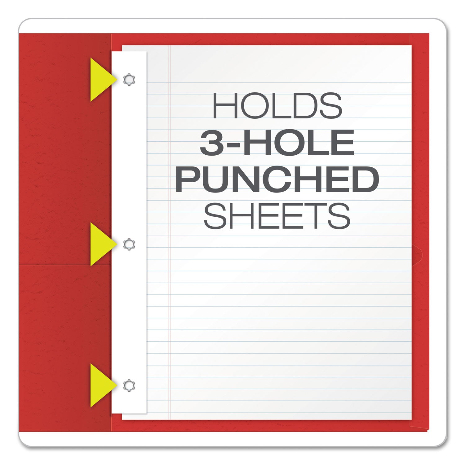 Twin-Pocket Folders With 3 Fasteners, 0.5" Capacity, 11 X 8.5, Red, 25/box