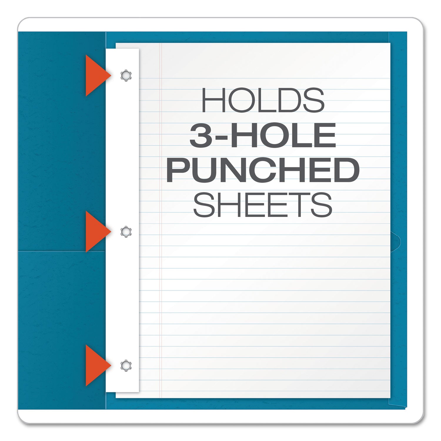 Oxford Letter Recycled Pocket Folder - 8 1/2" x 11" - 3 Fastener(s) - 1/2" for Folder - 2 Inside Front & Back Pocket(s) - Leatherette - Blue, Green, Yellow, Orange, Red - Tear Resistant - 10% Recycled - 25 / Box
