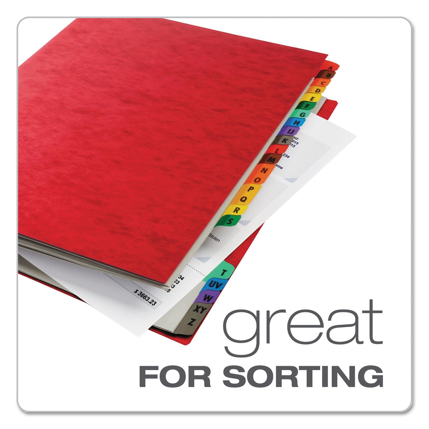 Pendaflex A-Z Oxford Desk File/Sorters - 20 Printed Tab(s) - Character - A-Z - Red Divider - Multicolor Mylar Tab(s) - 65% Recycled - Moisture Resistant, Soil Resistant, Reinforced Gusset - 1 Each