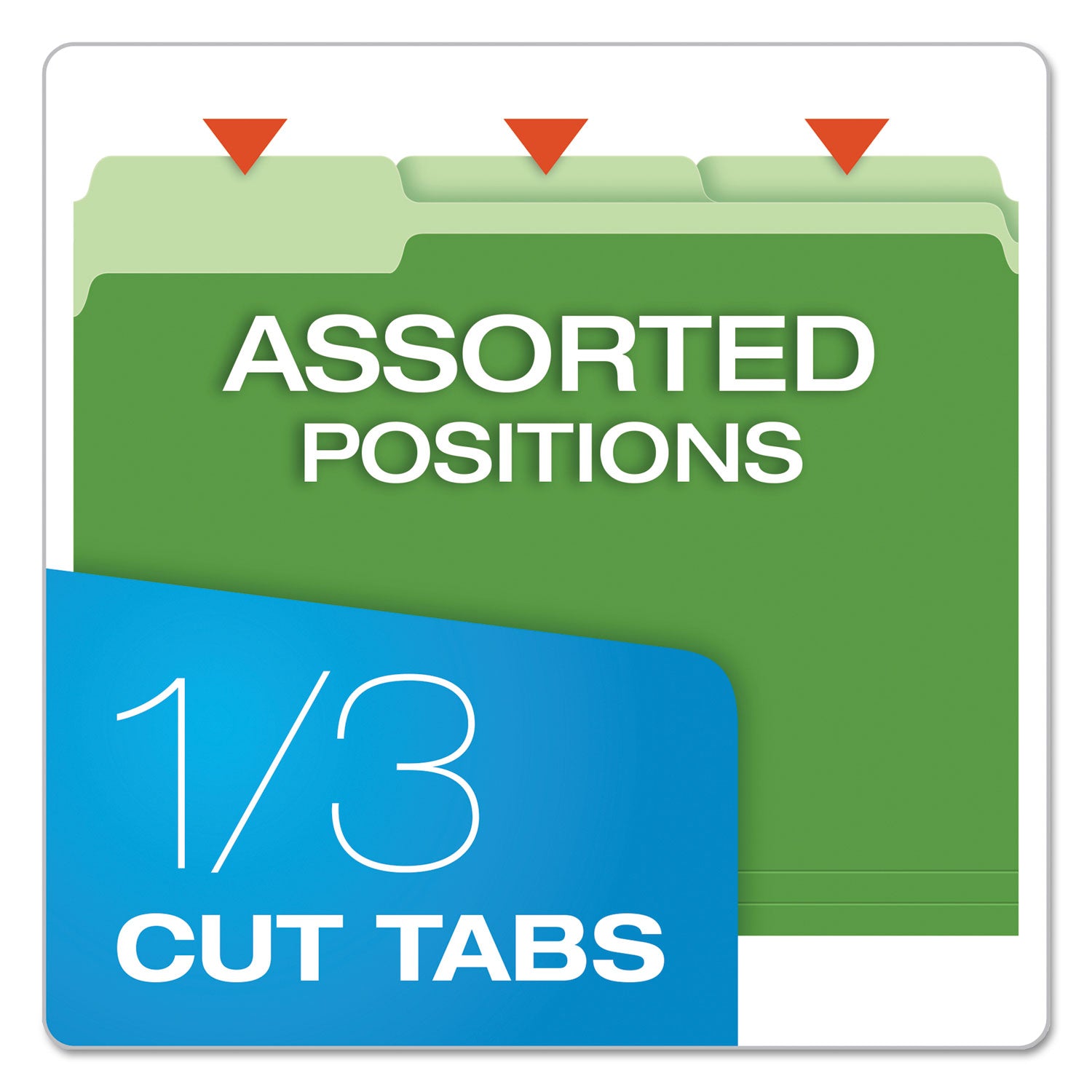 Pendaflex 1/3 Tab Cut Letter Recycled Top Tab File Folder - 8 1/2" x 11" - Top Tab Location - Assorted Tab Position - 11 pt. - 1 Plys - Green - Acid-free - 10% Recycled - 100 / Box