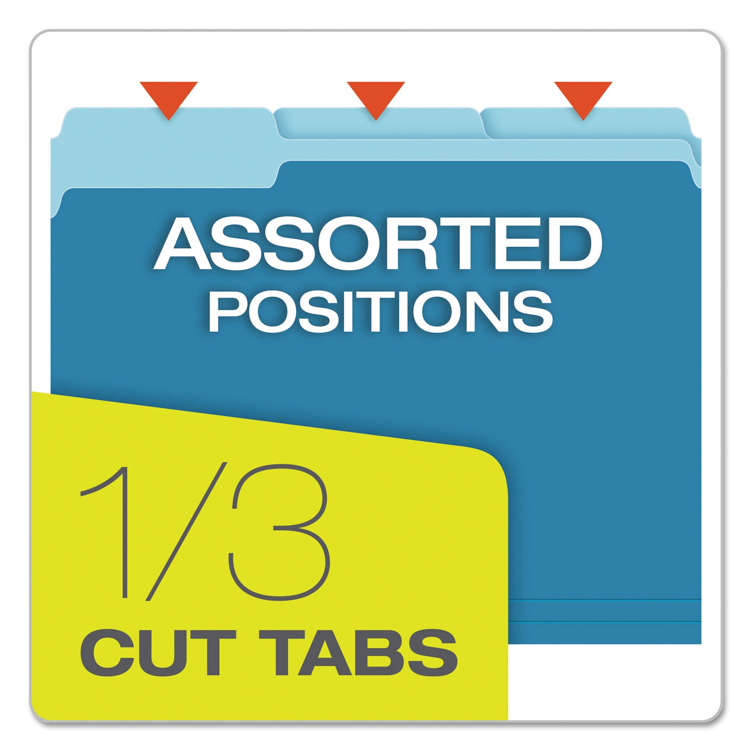 Pendaflex 1/3 Tab Cut Letter Recycled Top Tab File Folder - 8 1/2" x 11" - Top Tab Location - Assorted Tab Position - 11 pt. - 1 Plys - Blue - Acid-free - 10% Recycled - 100 / Box