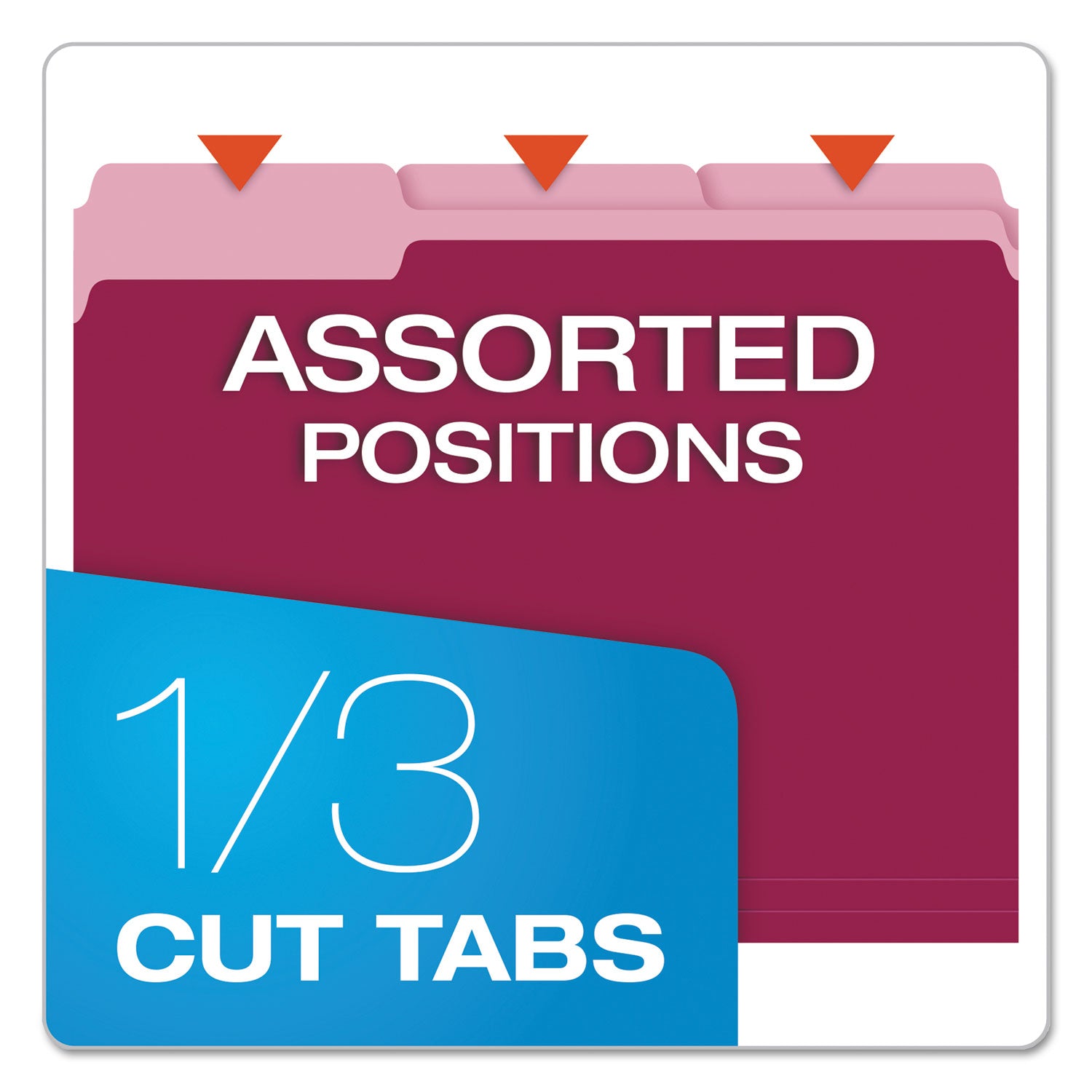 Pendaflex 1/3 Tab Cut Letter Recycled Top Tab File Folder - 8 1/2" x 11" - Top Tab Location - Assorted Tab Position - 11 pt. - 1 Plys - Burgundy - Acid-free - 10% Recycled - 100 / Box