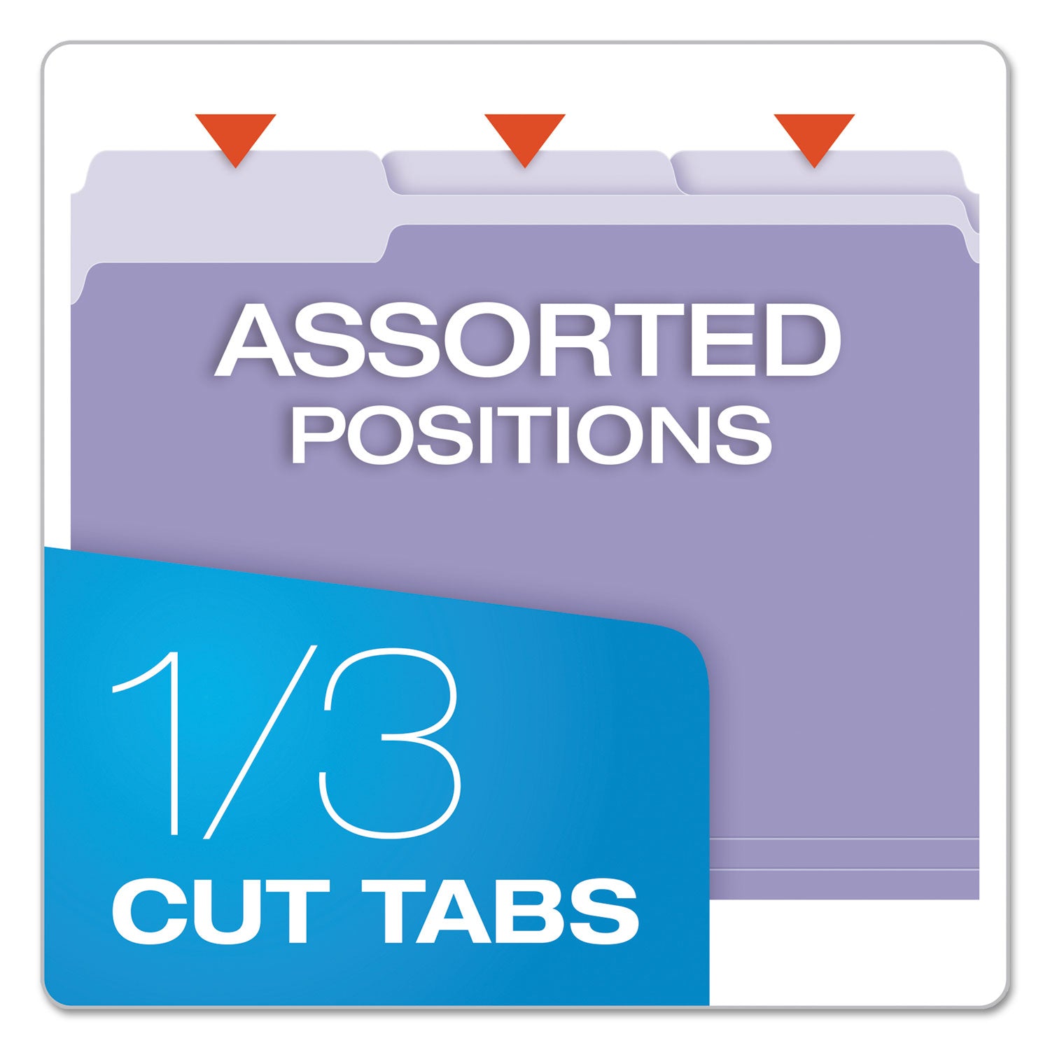 Pendaflex 1/3 Tab Cut Letter Recycled Top Tab File Folder - 8 1/2" x 11" - Top Tab Location - Assorted Tab Position - 11 pt. - 1 Plys - Lavender - Acid-free - 10% Recycled - 100 / Box