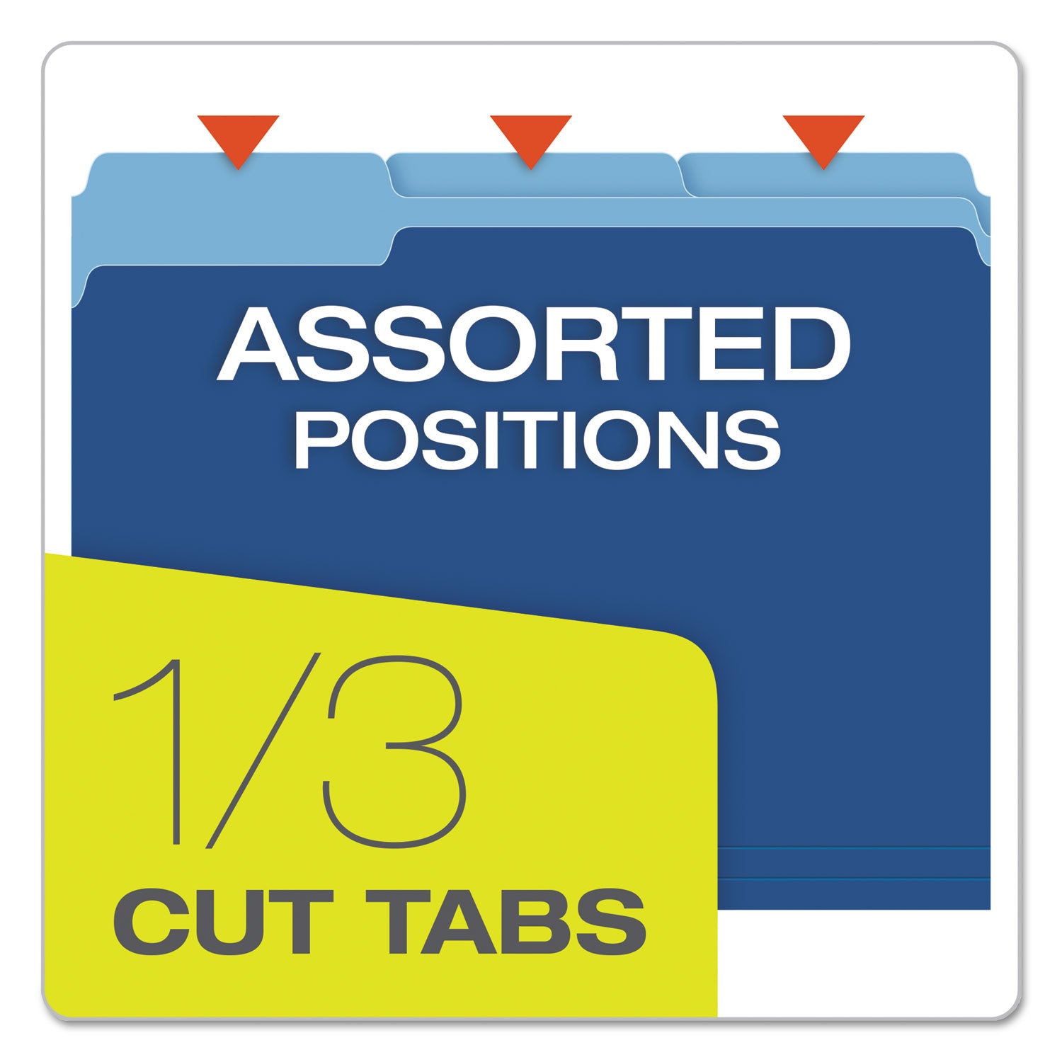 Pendaflex 1/3 Tab Cut Letter Recycled Top Tab File Folder - 8 1/2" x 11" - Top Tab Location - Assorted Tab Position - 11 pt. - 1 Plys - Navy Blue - Acid-free - 10% Recycled - 100 / Box