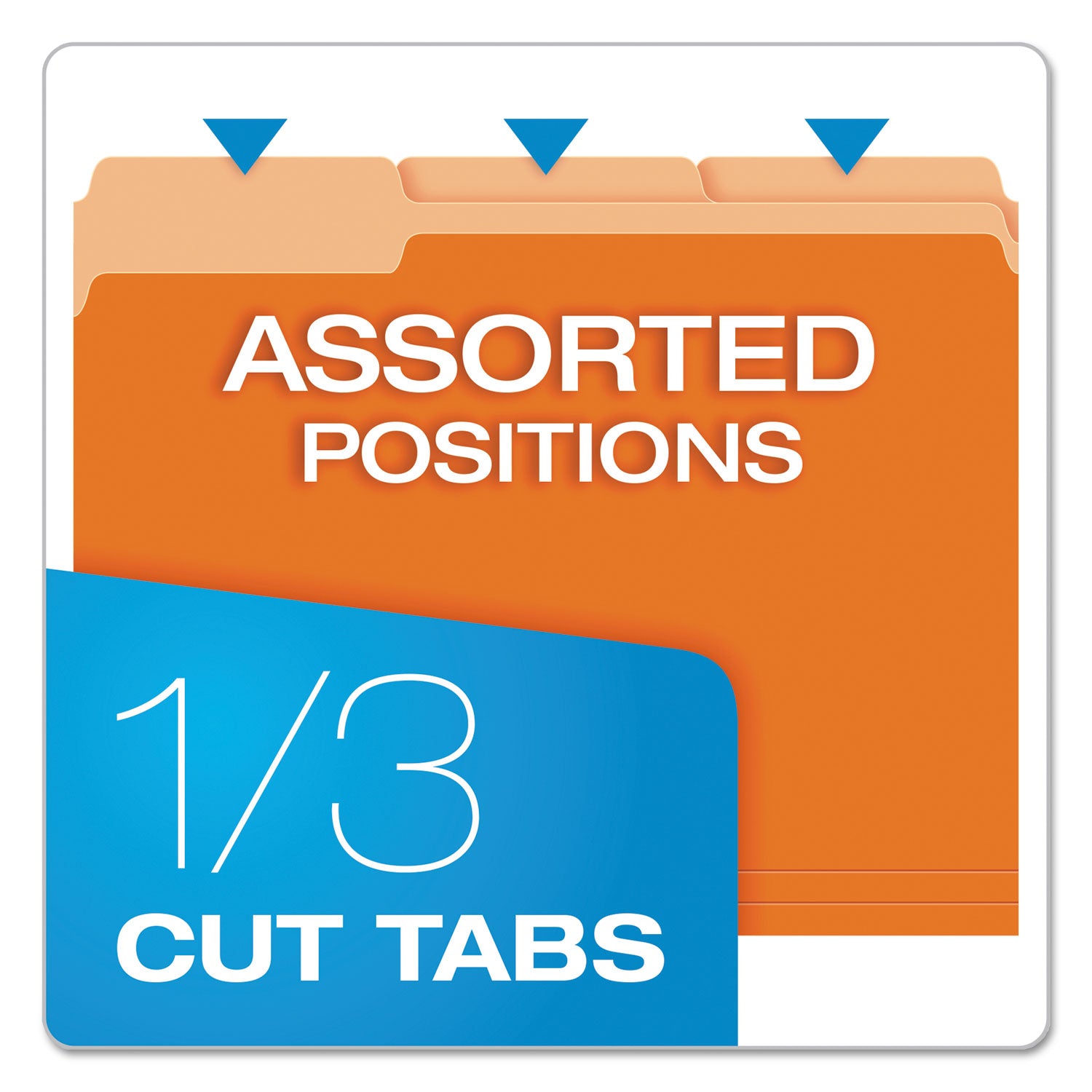 Pendaflex 1/3 Tab Cut Letter Recycled Top Tab File Folder - 8 1/2" x 11" - Top Tab Location - Assorted Tab Position - 11 pt. - 1 Plys - Orange - Acid-free - 10% Recycled - 100 / Box