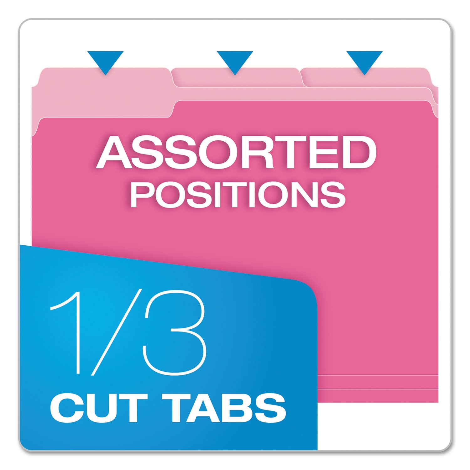 Pendaflex 1/3 Tab Cut Letter Recycled Top Tab File Folder - 8 1/2" x 11" - Top Tab Location - Assorted Tab Position - 11 pt. - 1 Plys - Pink - Acid-free - 10% Recycled - 100 / Box