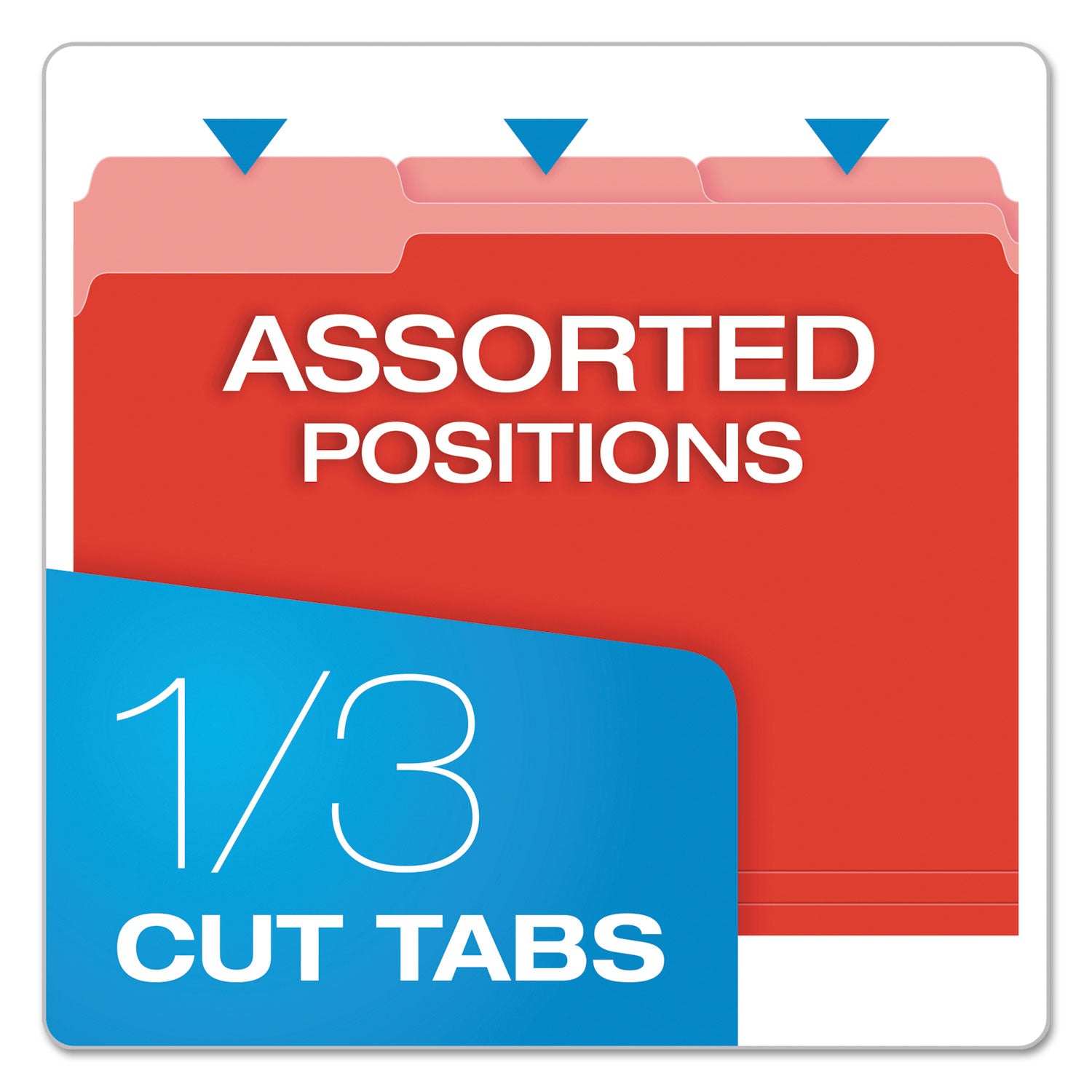 Pendaflex 1/3 Tab Cut Letter Recycled Top Tab File Folder - 8 1/2" x 11" - Top Tab Location - Assorted Tab Position - 11 pt. - 1 Plys - Red - Acid-free - 10% Recycled - 100 / Box