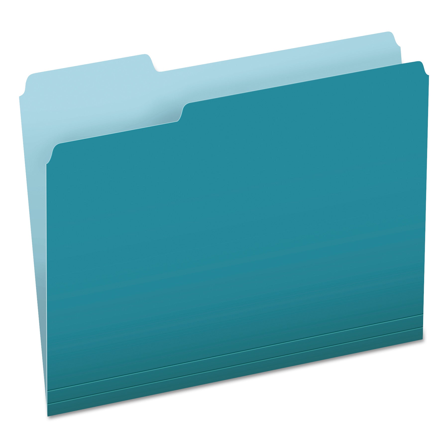 Pendaflex 1/3 Tab Cut Letter Recycled Top Tab File Folder - 8 1/2" x 11" - Top Tab Location - Assorted Tab Position - 11 pt. - 1 Plys - Teal - Acid-free - 10% Recycled - 100 / Box