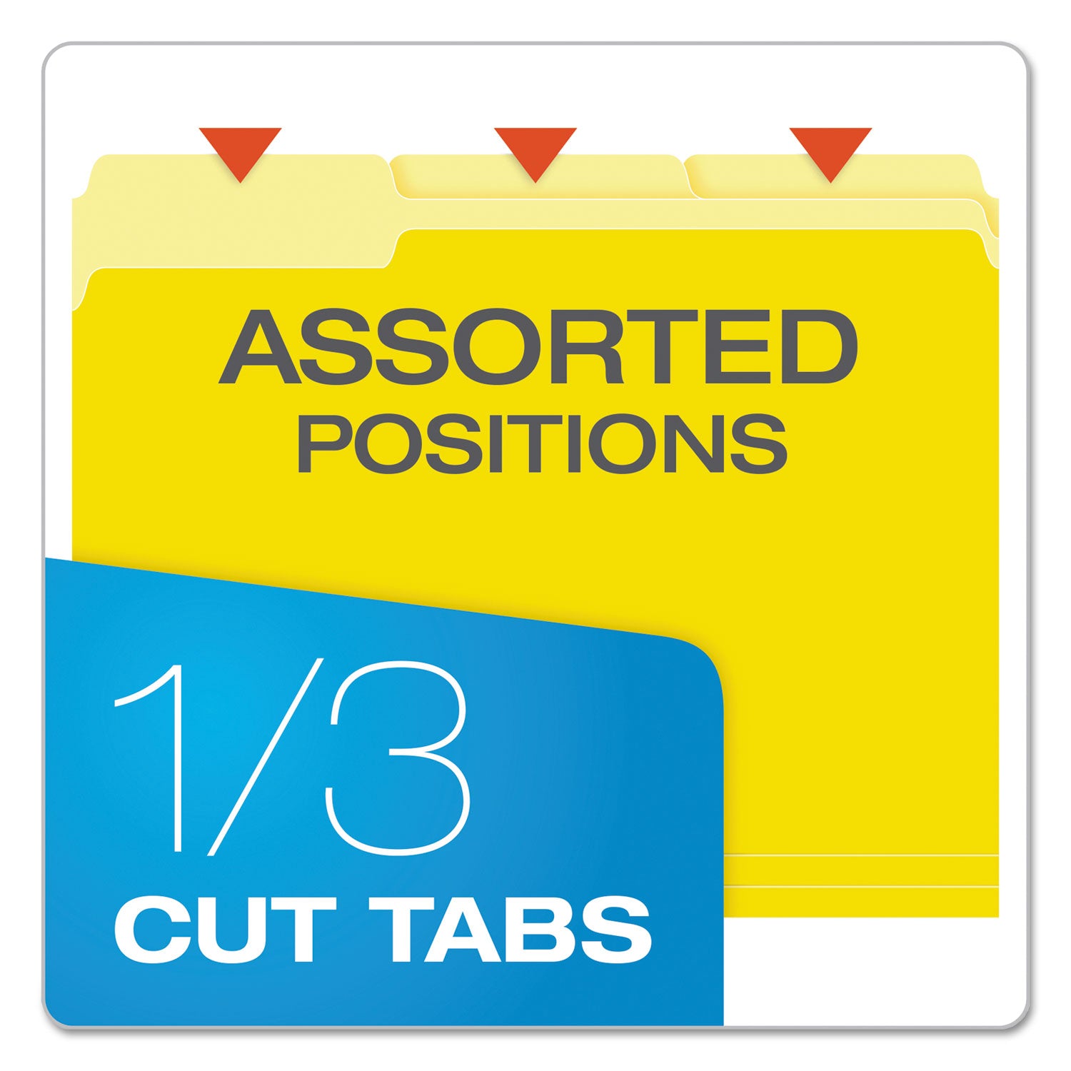 Pendaflex 1/3 Tab Cut Letter Top Tab File Folder - 8 1/2" x 11" - Top Tab Location - Assorted Tab Position - 11 pt. - 1 Plys - Yellow - Acid-free - 100 / Box