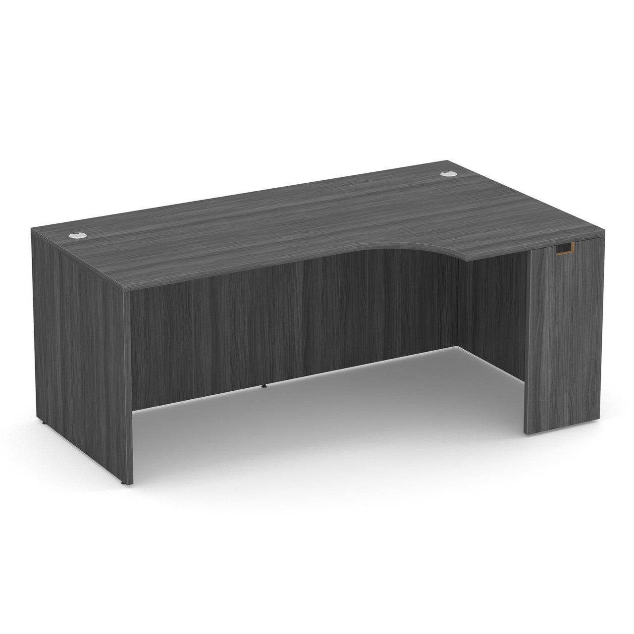 OfficeSource Laminate Credenza with Right Corner Extension - 71''W - Coastal Gray
