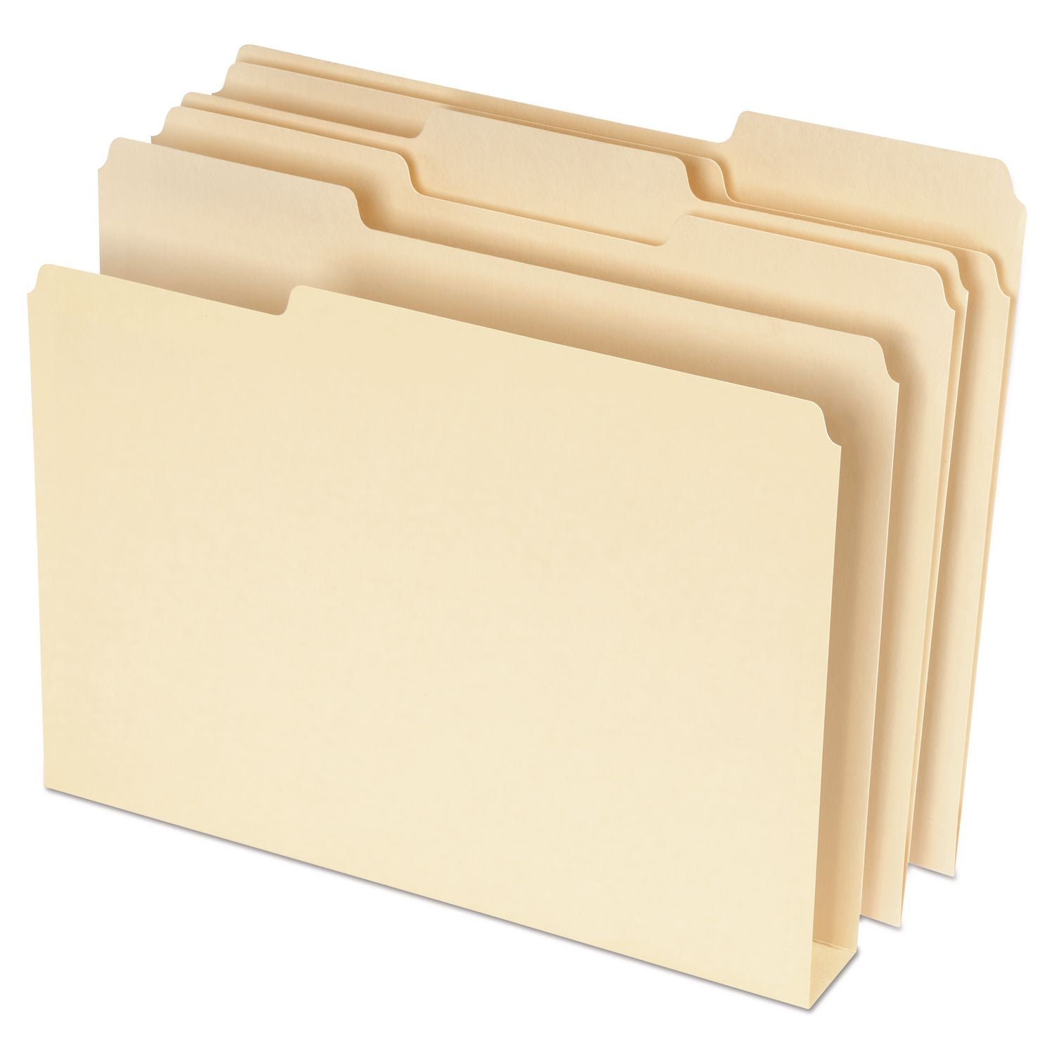 Pendaflex Double Stuff 1/3 Tab Cut Letter Recycled Top Tab File Folders, 11 pt. Manila, Assorted Tabs, 8.5" x 11", 600 Sheet Capacity, 50/Box