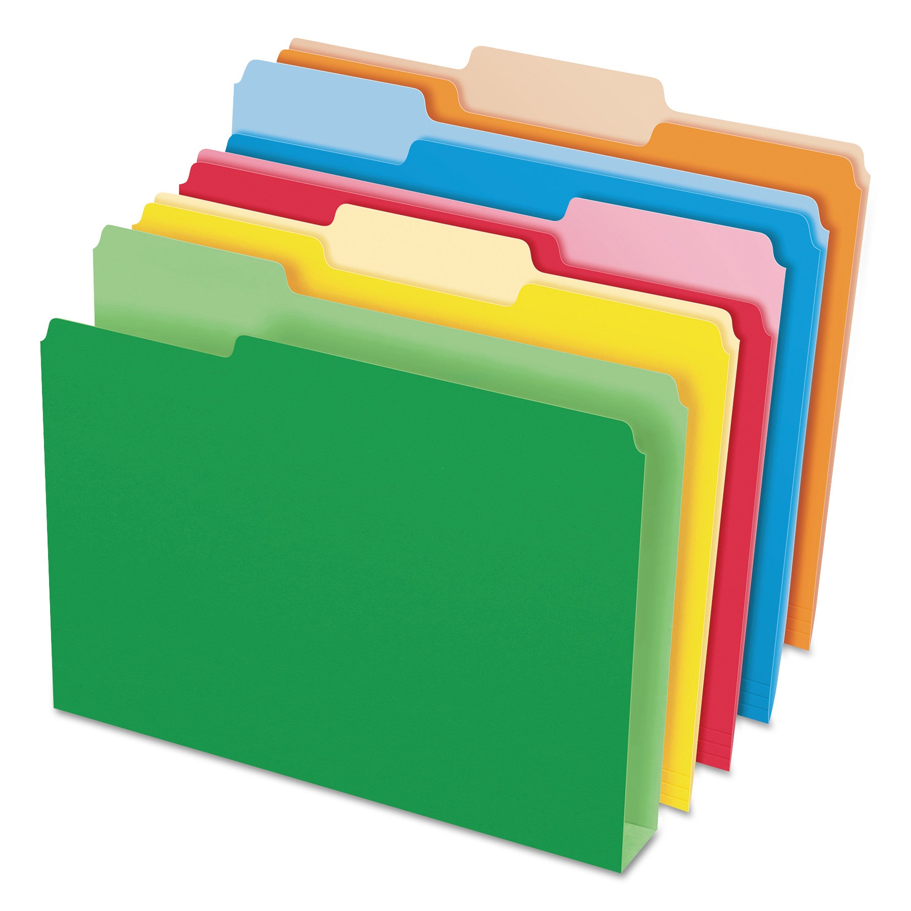 Pendaflex Double Stuff 1/3 Tab Letter Size Recycled Top Tab File Folders, Assorted Colors, 11 pt., 250 Sheet Capacity, 50/Box