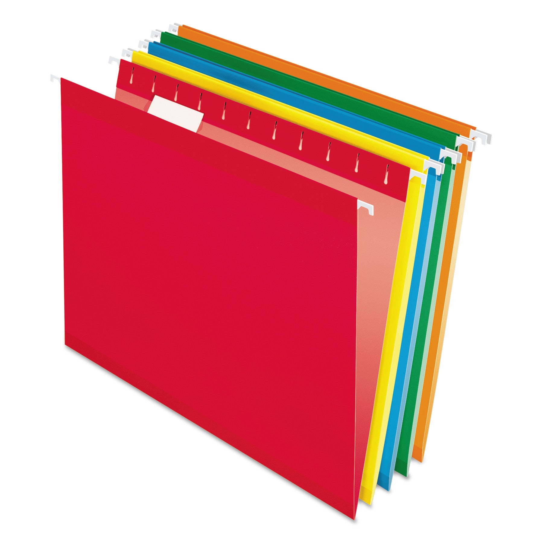 Pendaflex 1/5 Tab Cut Letter Recycled Hanging Folder - 8 1/2" x 11" - Blue, Red, Orange, Yellow, Green - Reinforced - 10% Recycled - 25 / Box