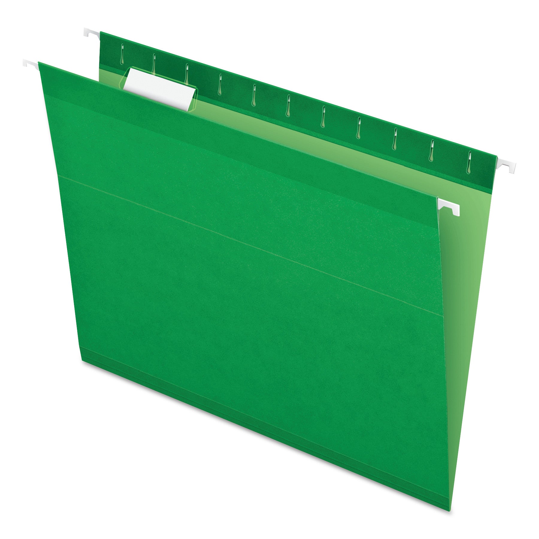 Pendaflex 1/5 Tab Cut Letter Recycled Hanging Folder - 8 1/2" x 11" - Bright Green - Reinforced - 10% Recycled - 25 / Box