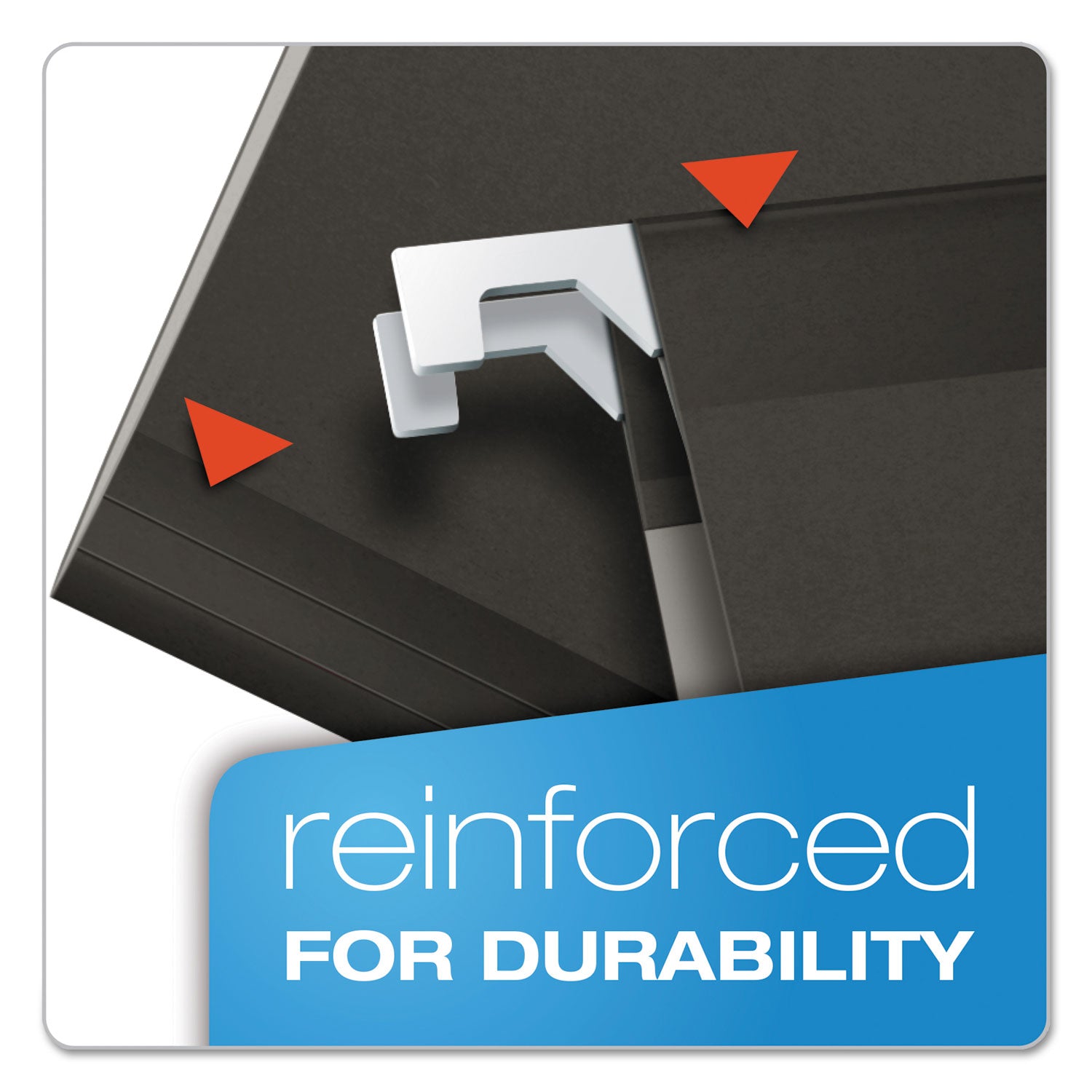 Pendaflex 1/5 Tab Cut Legal Hanging Folders, 8.5" x 14", Black, Internal Pocket, Reinforced, Tear Resistant, 10% Recycled, 11 pt., 25/Box