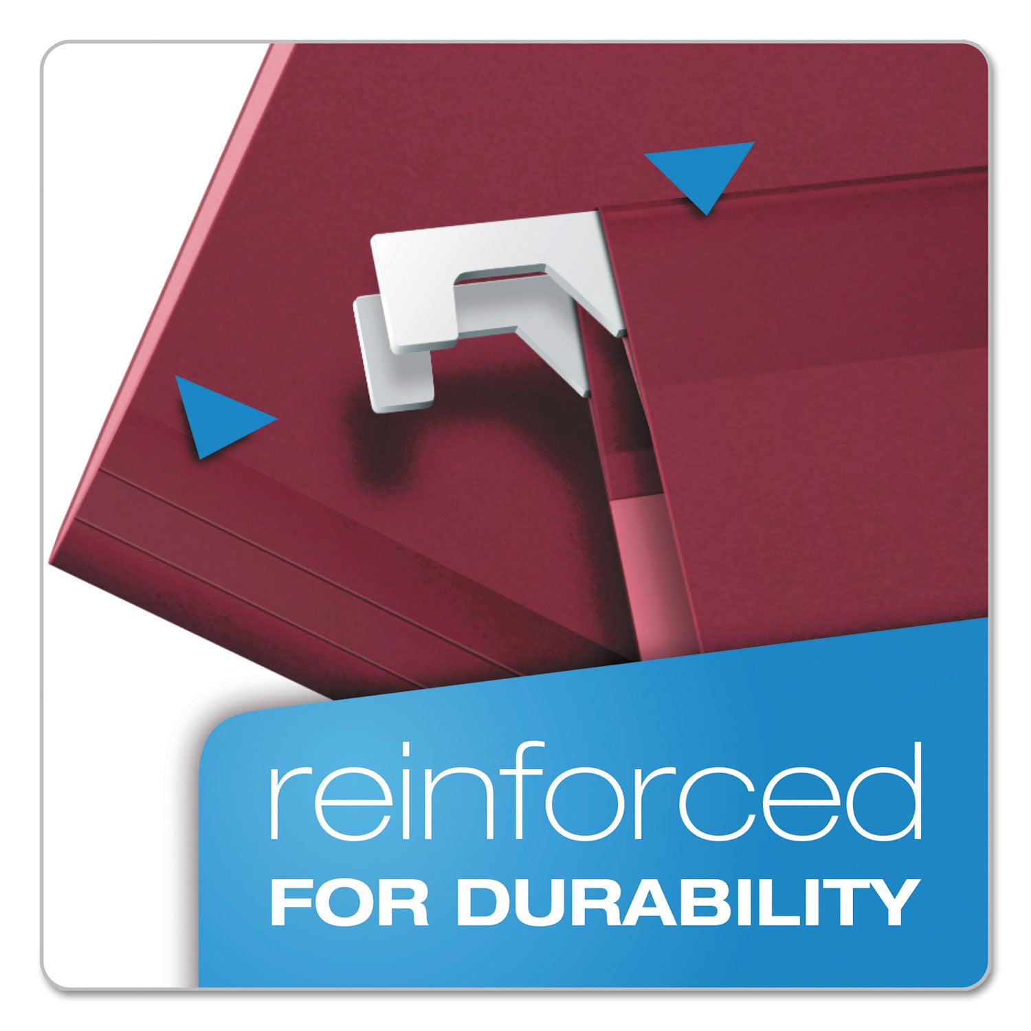 Pendaflex 1/5 Tab Cut Legal Hanging Folders, 8.5" x 14", Internal Pocket, 11 pt., Burgundy, Reinforced, Tear Resistant, Durable, 25/Box