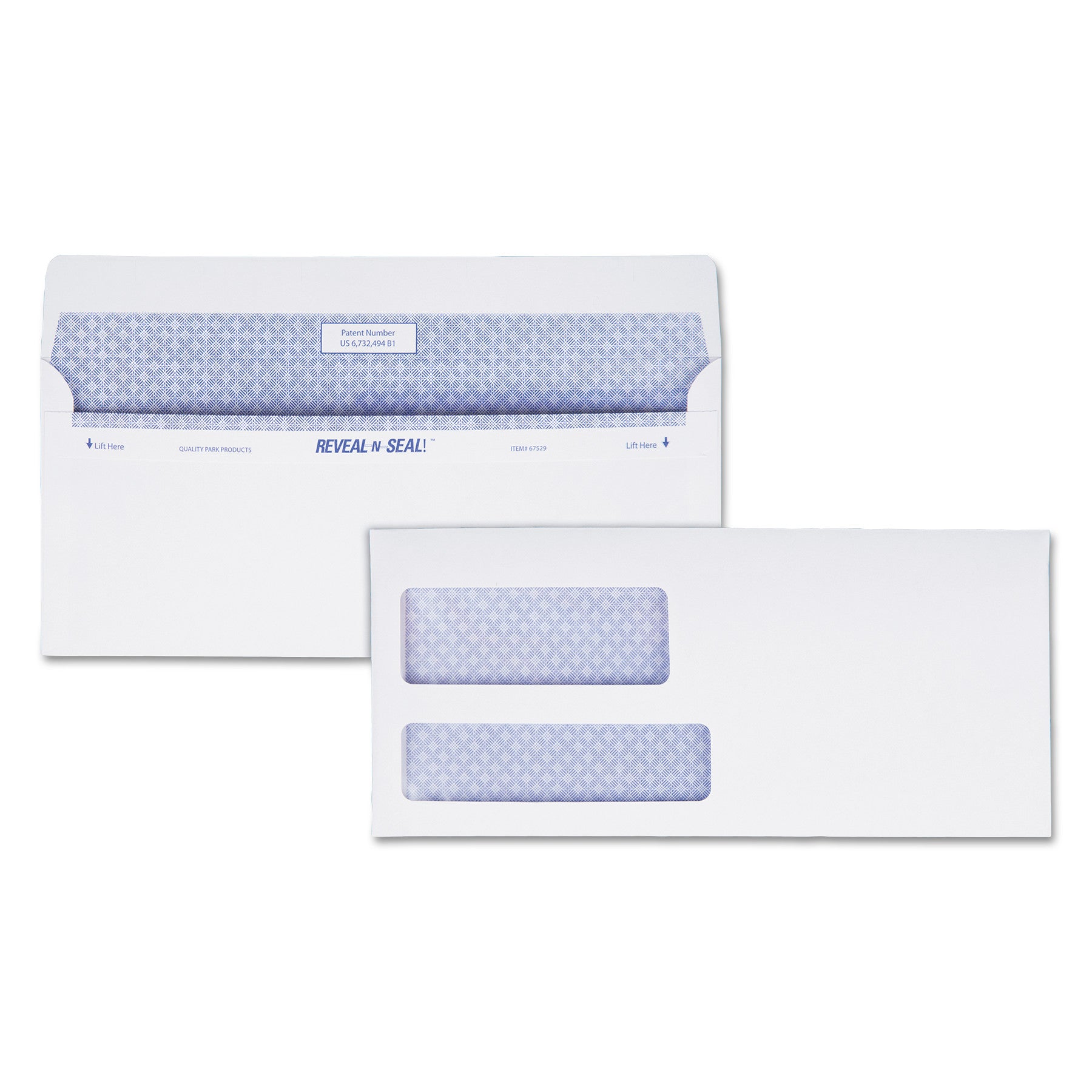 Double Window - #9 - 3 7/8" Width x 8 7/8" Length - 24 lb - Self-sealing - White - 500 / Box
