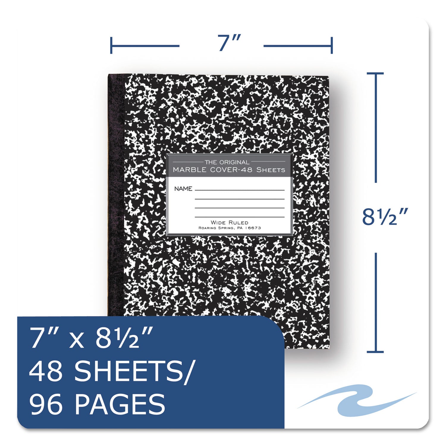 48 Sheets - 96 Pages - Printed - Sewn/Tapebound - Both Side Ruling Surface - Red Margin - 15 lb Basis Weight - 56 g/m² Grammage - 8 1/2" x 7" Sheet Size - 0.25" Height x 7" Width x 8.5" Length - White Paper - Black Binding - 1 Each