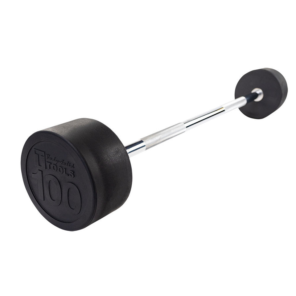Rubber Coated Fixed Straight Barbell, 100Lb