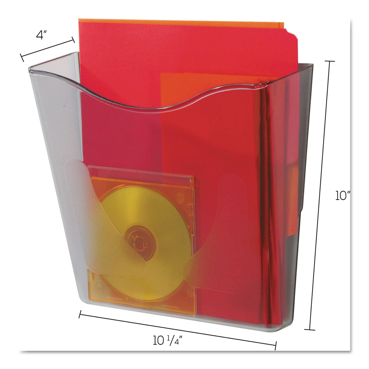 1 Pocket(s) - 10.25" Height x 10.87" Width x 4" Depth - Smoke - Plastic - 1 Each
