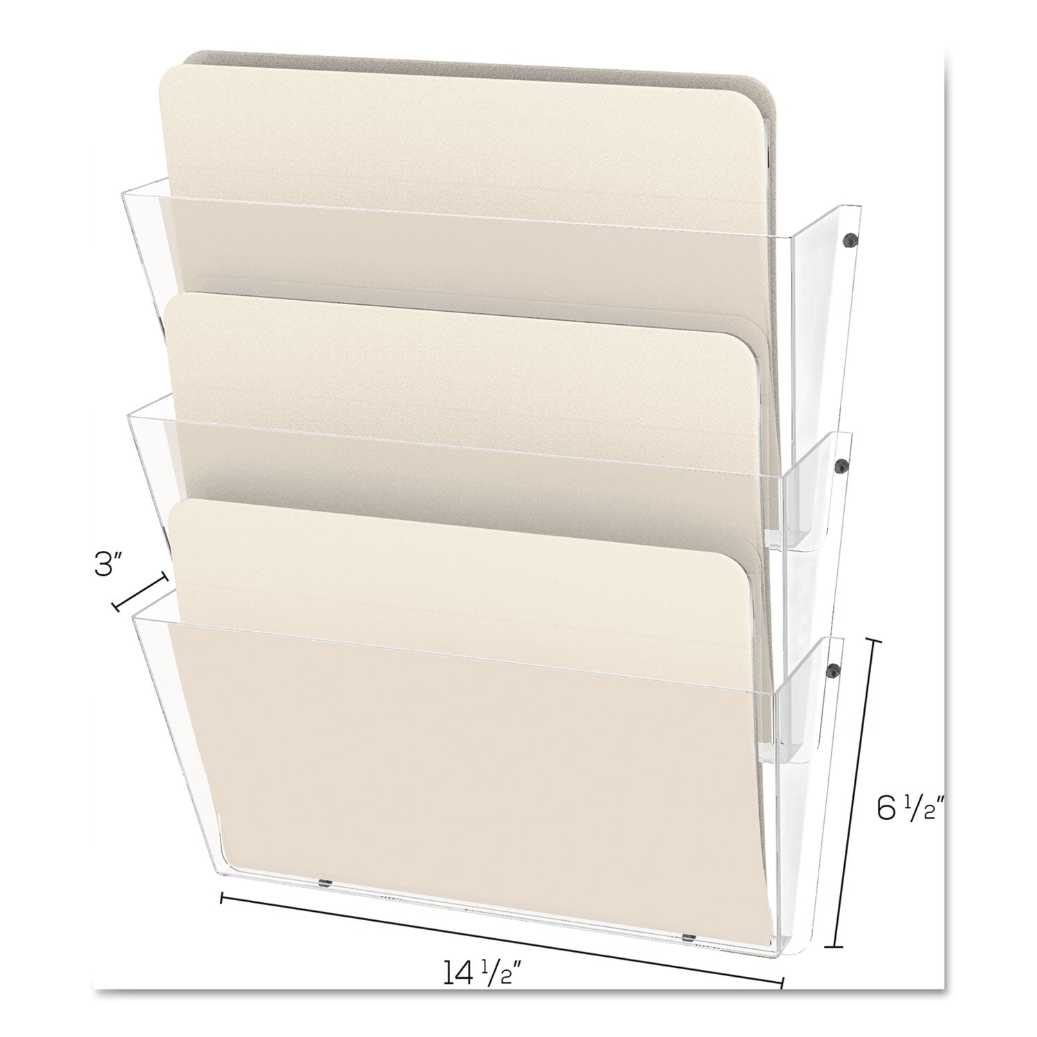 Deflecto Unbreakable DocuPocket - 3 Pocket(s) - 6.50" Height x 14.50" Width x 3" Depth - Unbreakable - Clear - Plastic - 3 / Pack