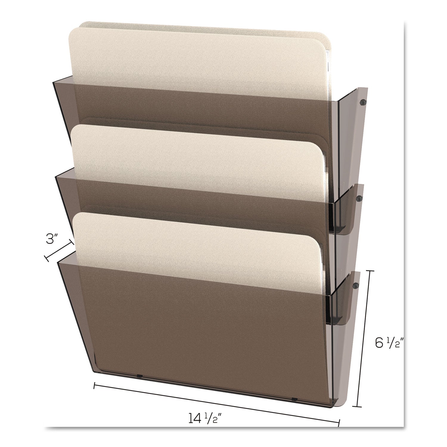 Deflecto Unbreakable DocuPocket - 3 Pocket(s) - 6.50" Height x 14.50" Width x 3" Depth - Unbreakable - Clear - Plastic - 3 / Pack