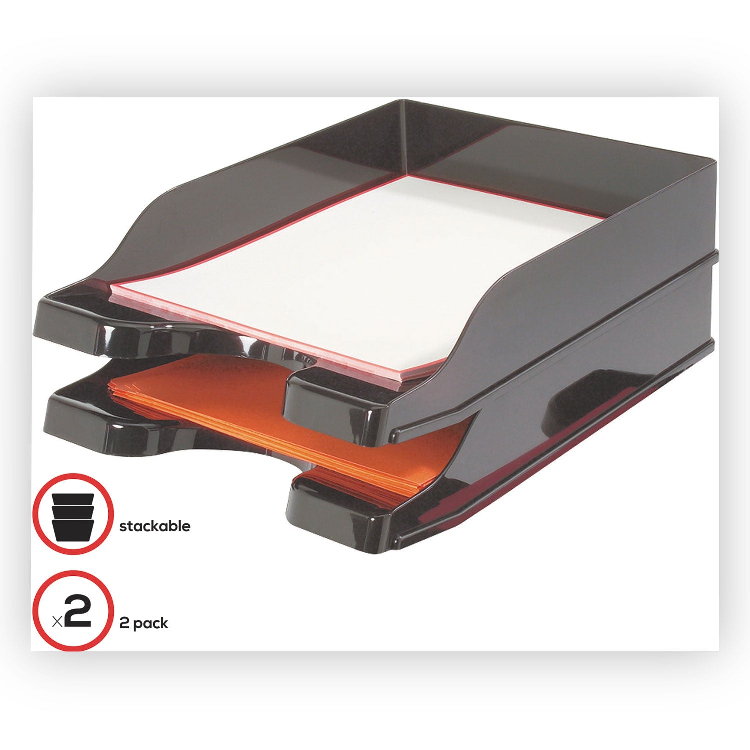 2 Tier(s) - 2.50" Height x 10" Width x 13.75" Depth - Desktop - Black - Polystyrene - 1 Set